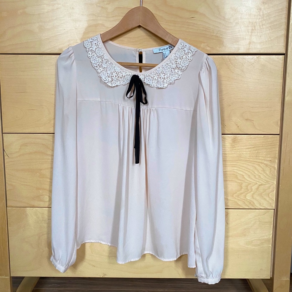 Forever 21 Sheer/White Blouse